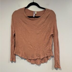 Alya Francesca's Pink Waffle Knit Long Sleeve Top Size Small